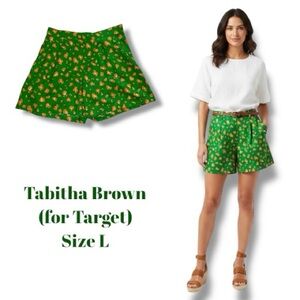 Tabitha Brown for Target Shorts Leopard Print Pleated Tailored Bermuda Size L